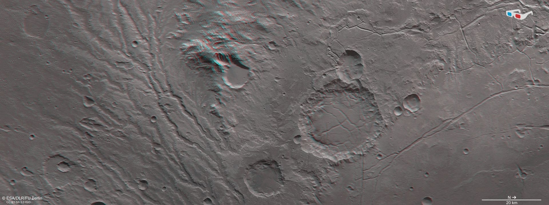 An anaglyph image of the western part of Arda Valle