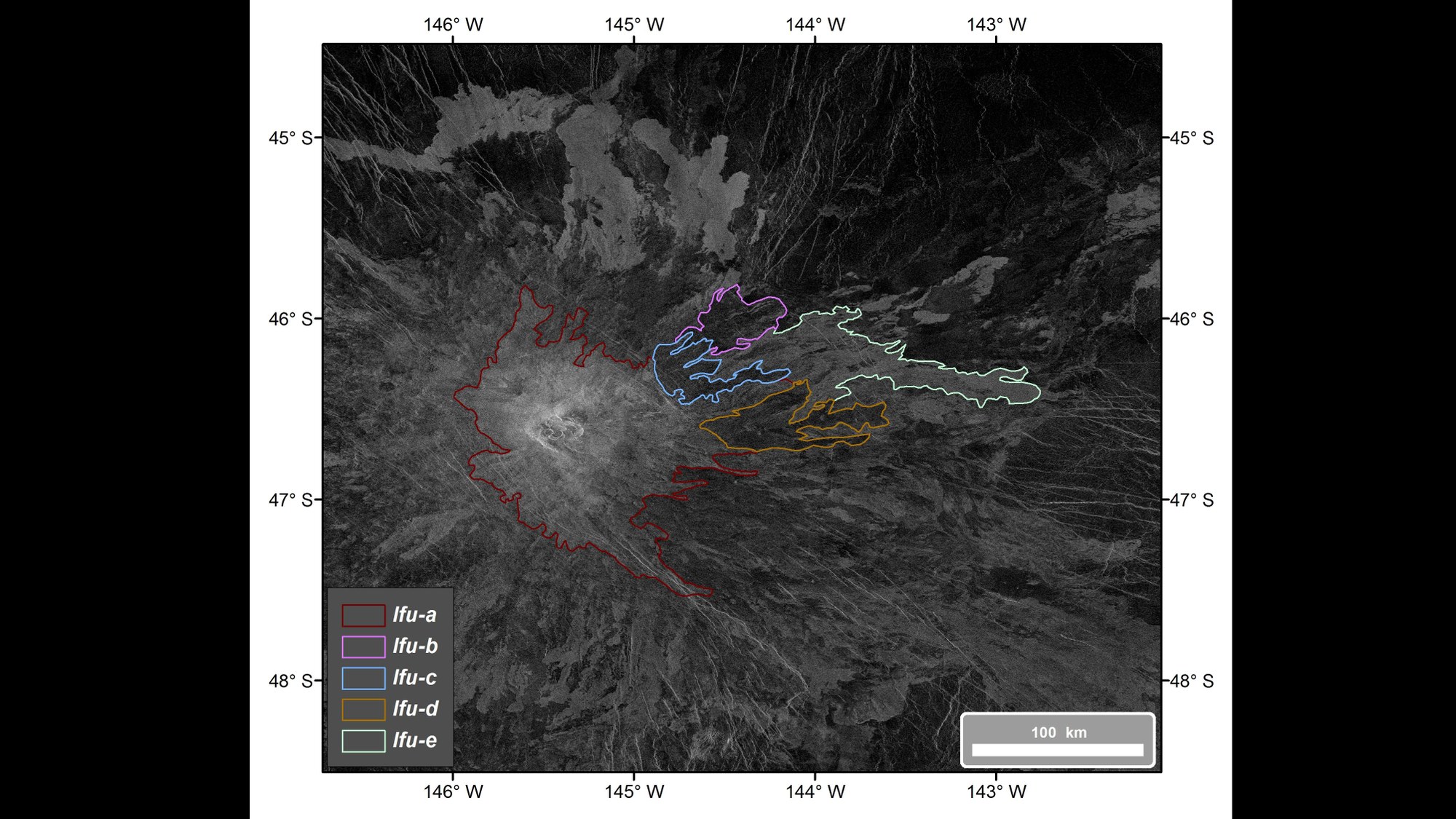 Five lava flow units identified during the mapping process