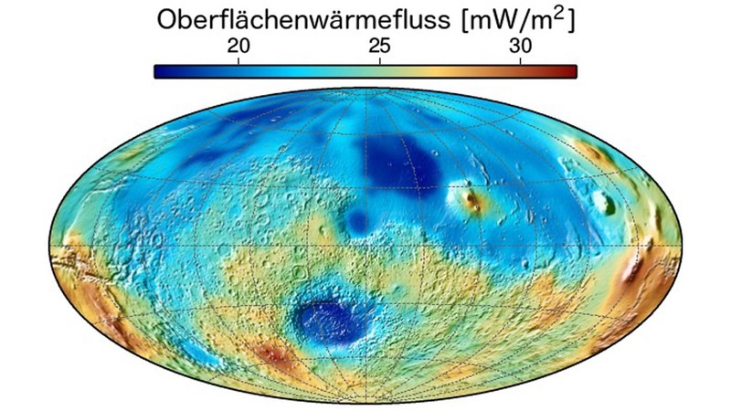 Heat flow map of Mars