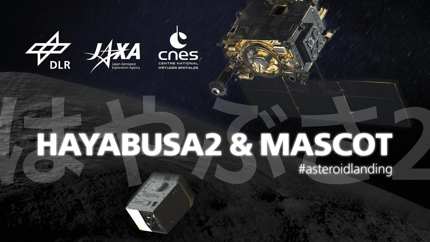 Banner of the exhibition on Hayabusa2 & MASCOT