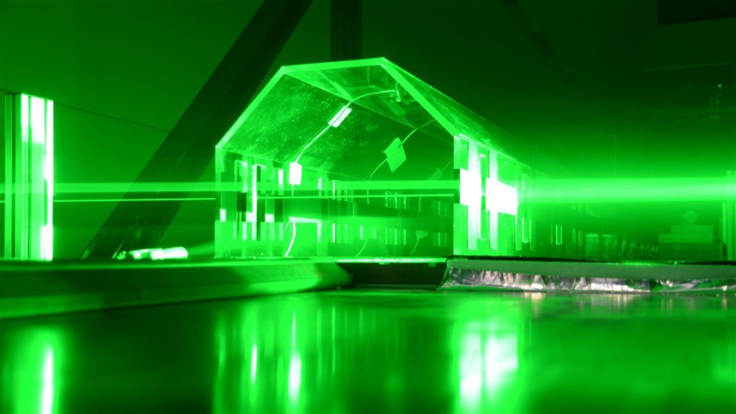 Model of a tunnel in green light