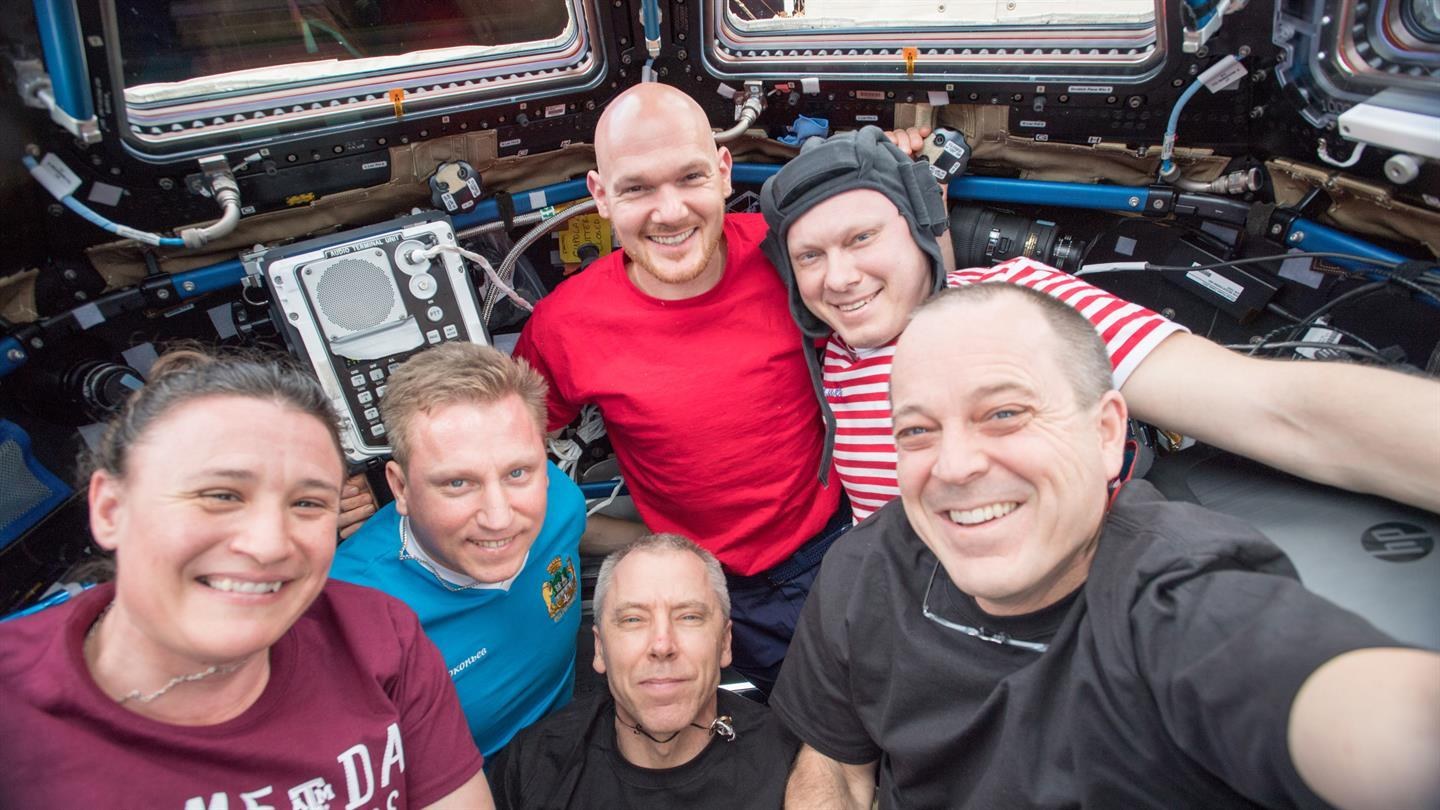 Selfie of ISS Expedition Crew 56