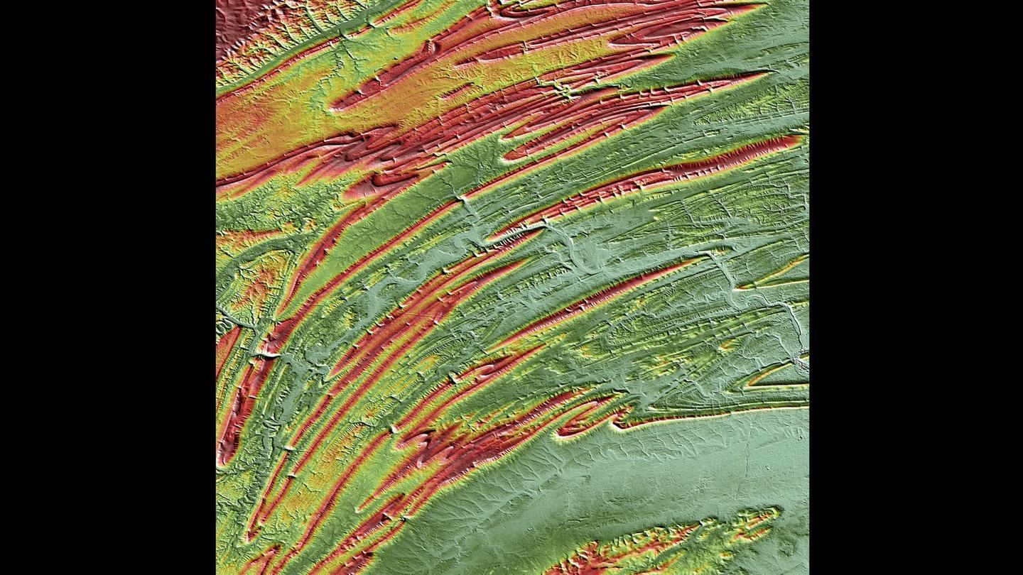 Detail from the TanDEM-X elevation model of the northern Appalachian Mountains in the US state of Pennsylvania.