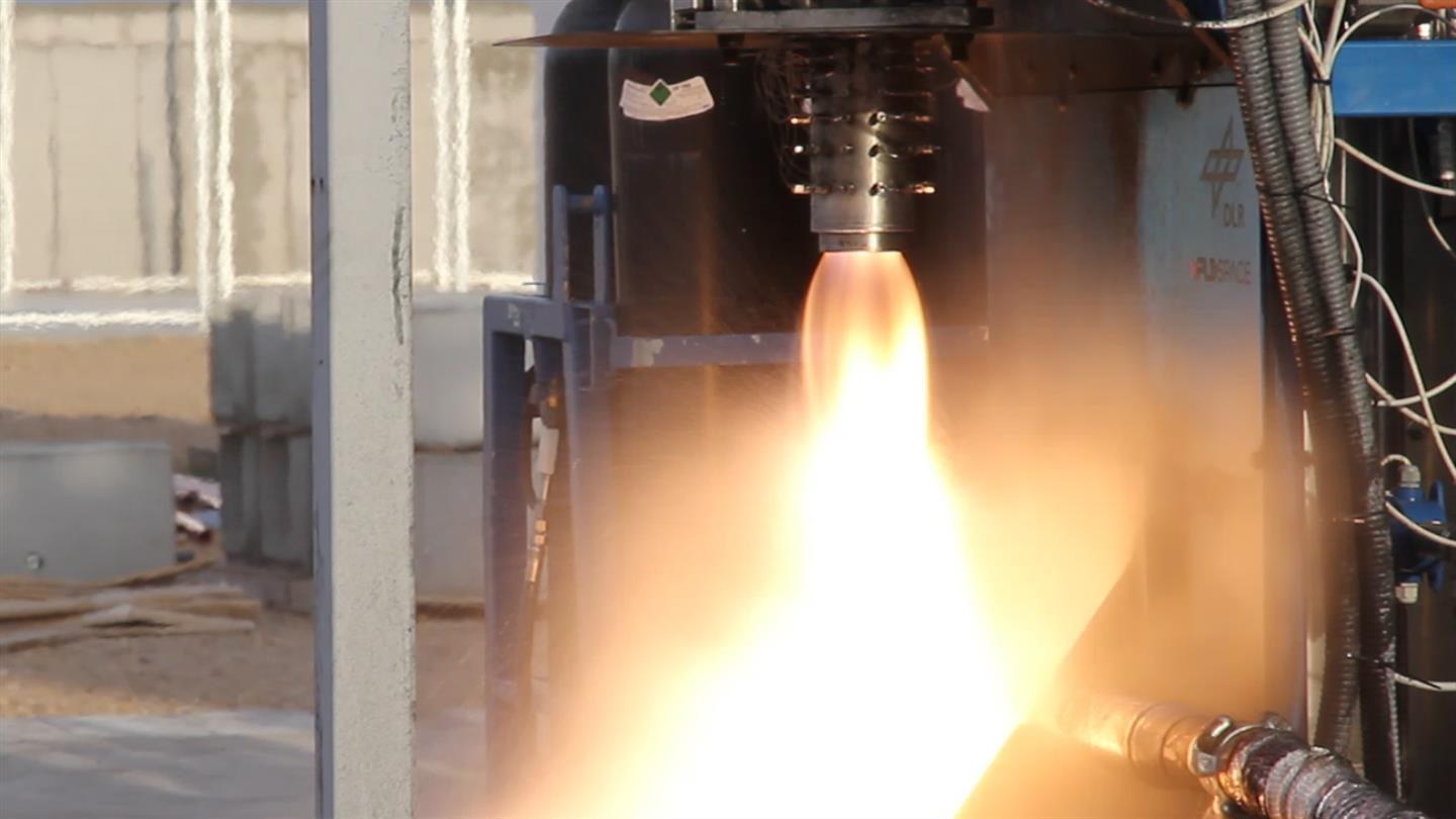 Rocket engine during the hot test