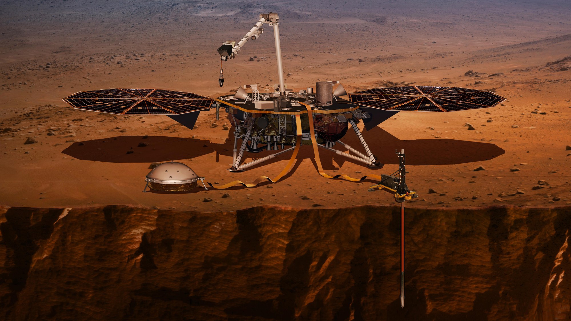 Artist´s impression of the NASA InSight lander on the Martian surface