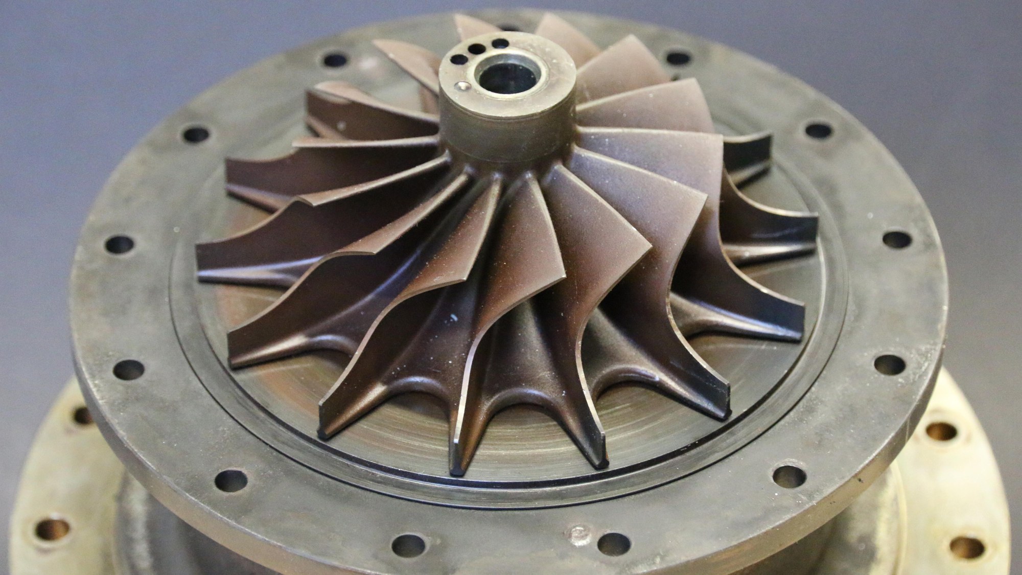 View into the interior of a micro gas turbine
