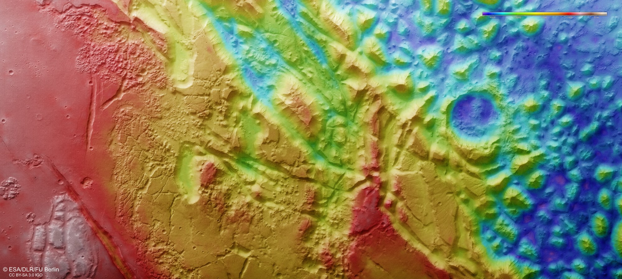 Topographical image map of the southern part of Aurorae Chaos