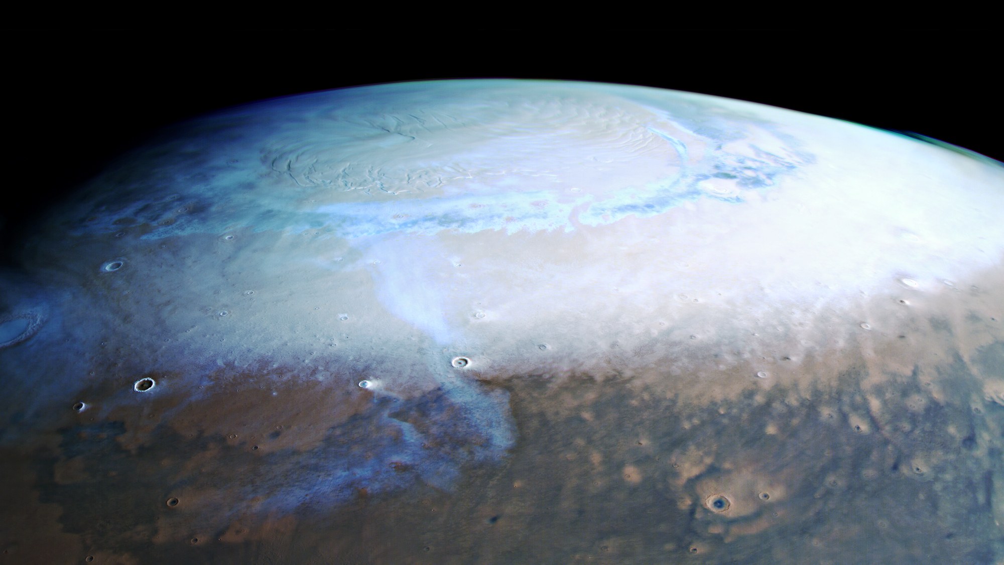 The start of spring at the North Pole on Mars