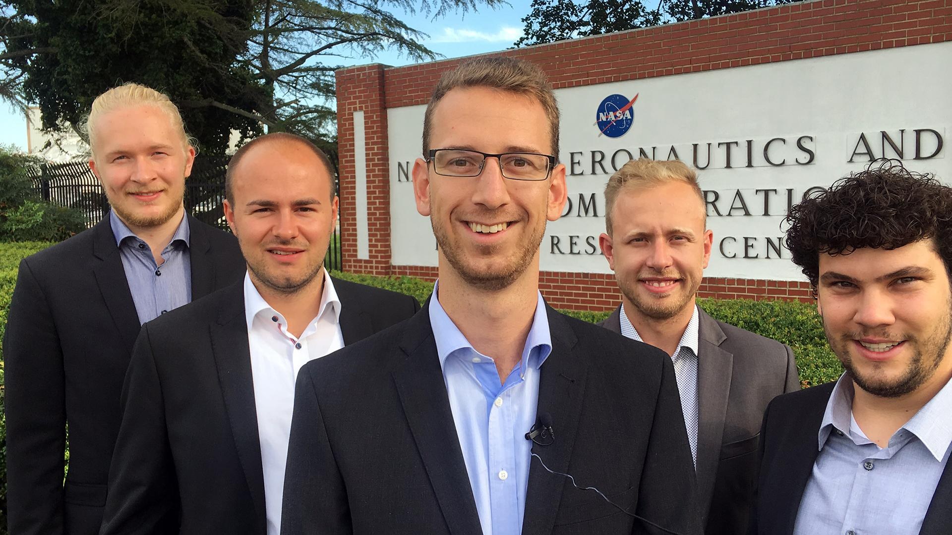 The University of Stuttgart team at the entrance to NASA’s Langley Research Center