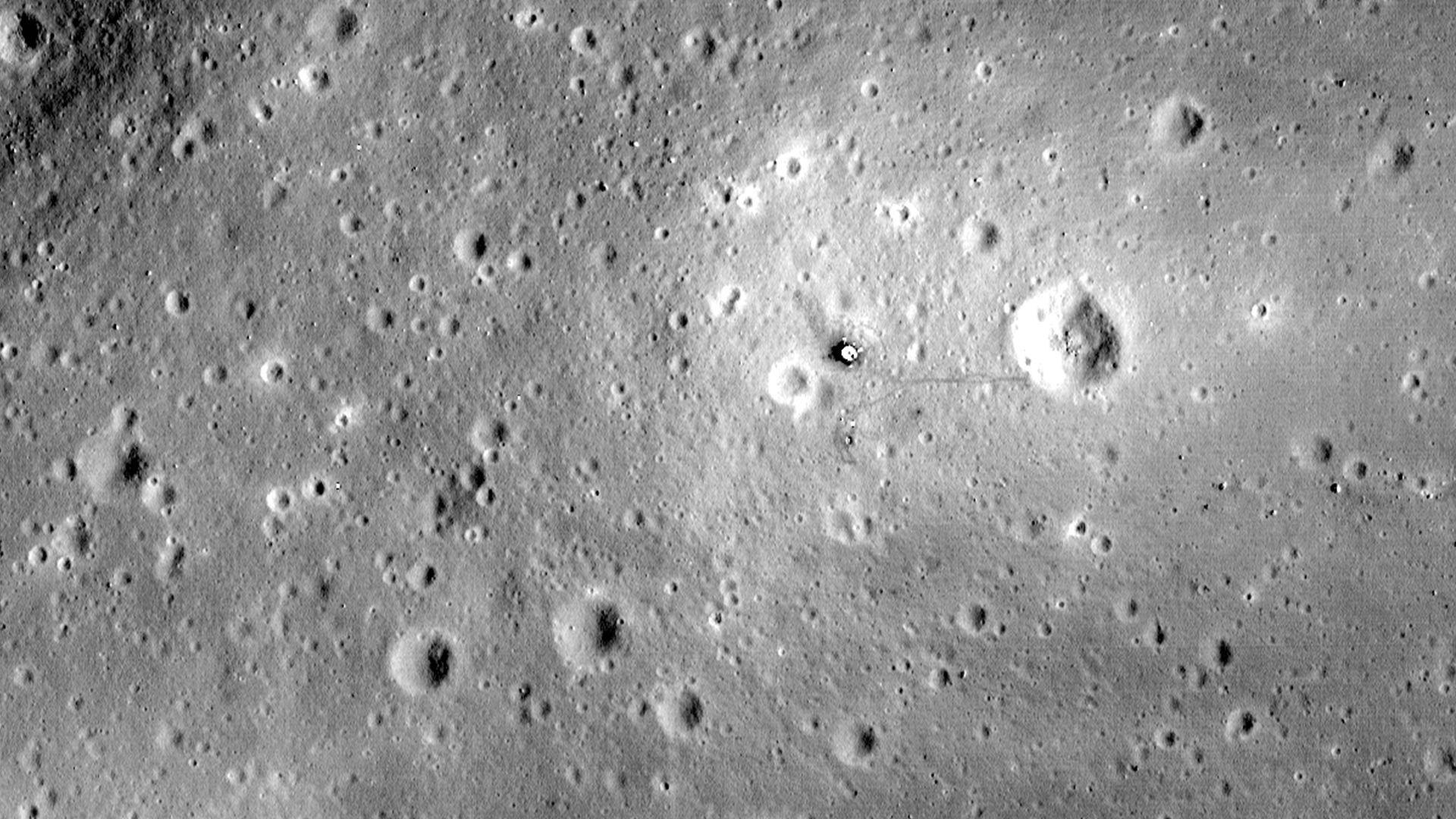 The Apollo 11 landing site from lunar orbit