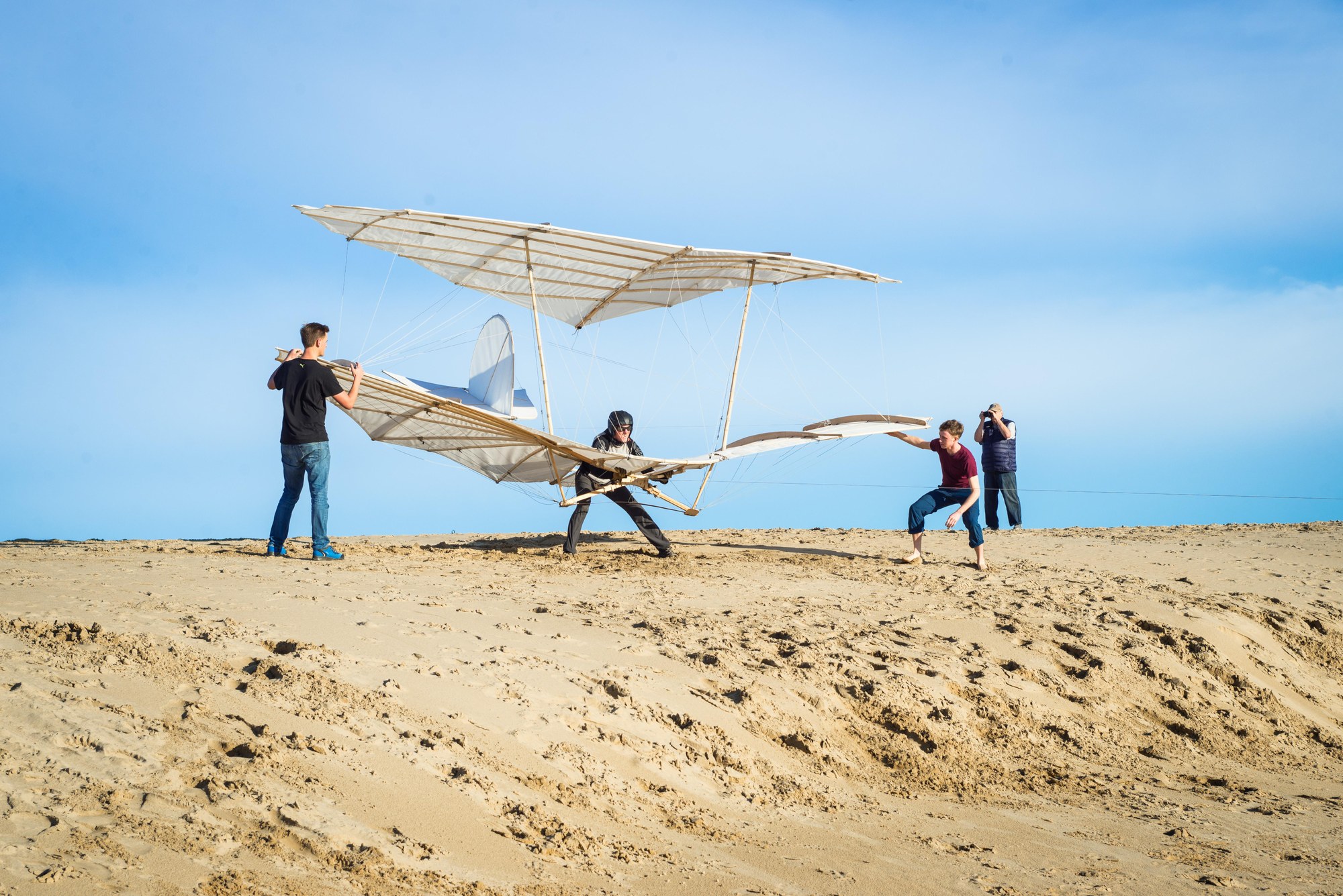 Replica of Otto Lilienthal’s ‘Big Biplane’ before take-off