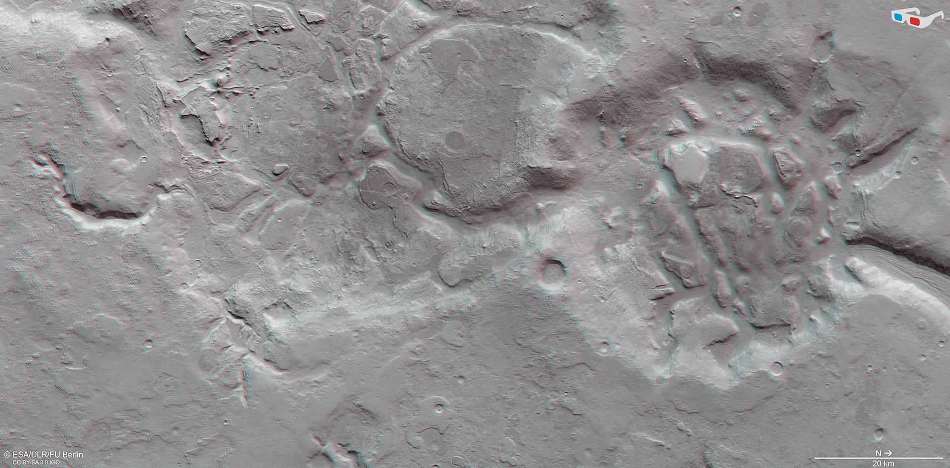 3D view of a part of the Nilosyrtis Mensae region