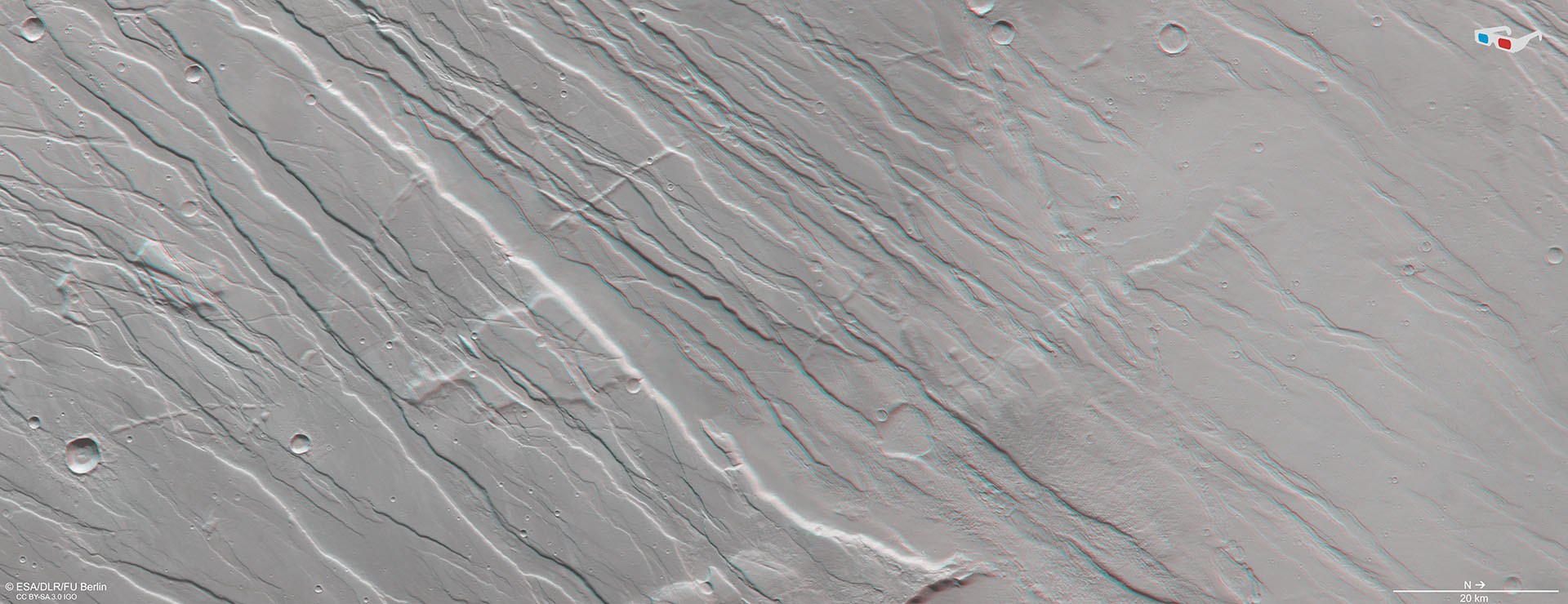 3D view of Ascuris Planum in the Tempe Terra region
