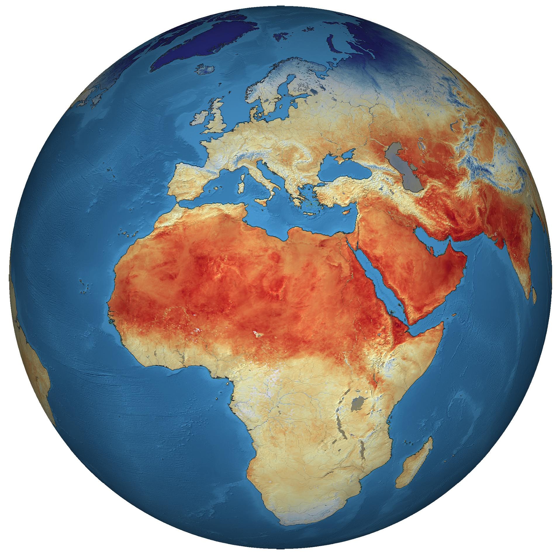 Global land mass surface temperatures
