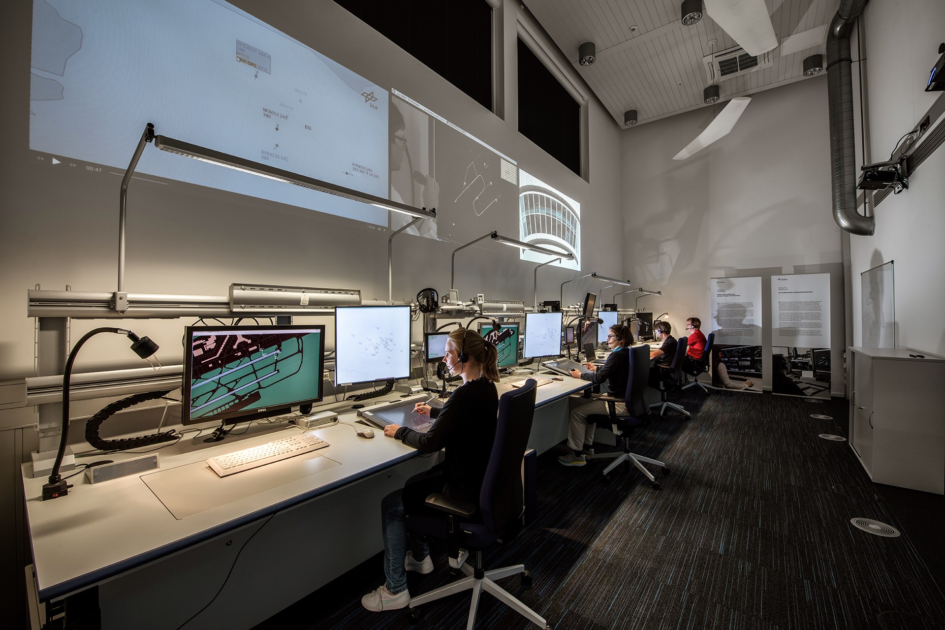 Laboratory with air traffic controller workstations