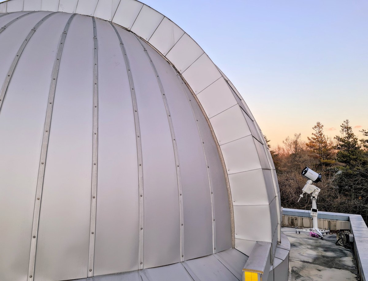 NICT’s optical ground station with its 20-centimetre telescope and the dome for its one-metre telescope