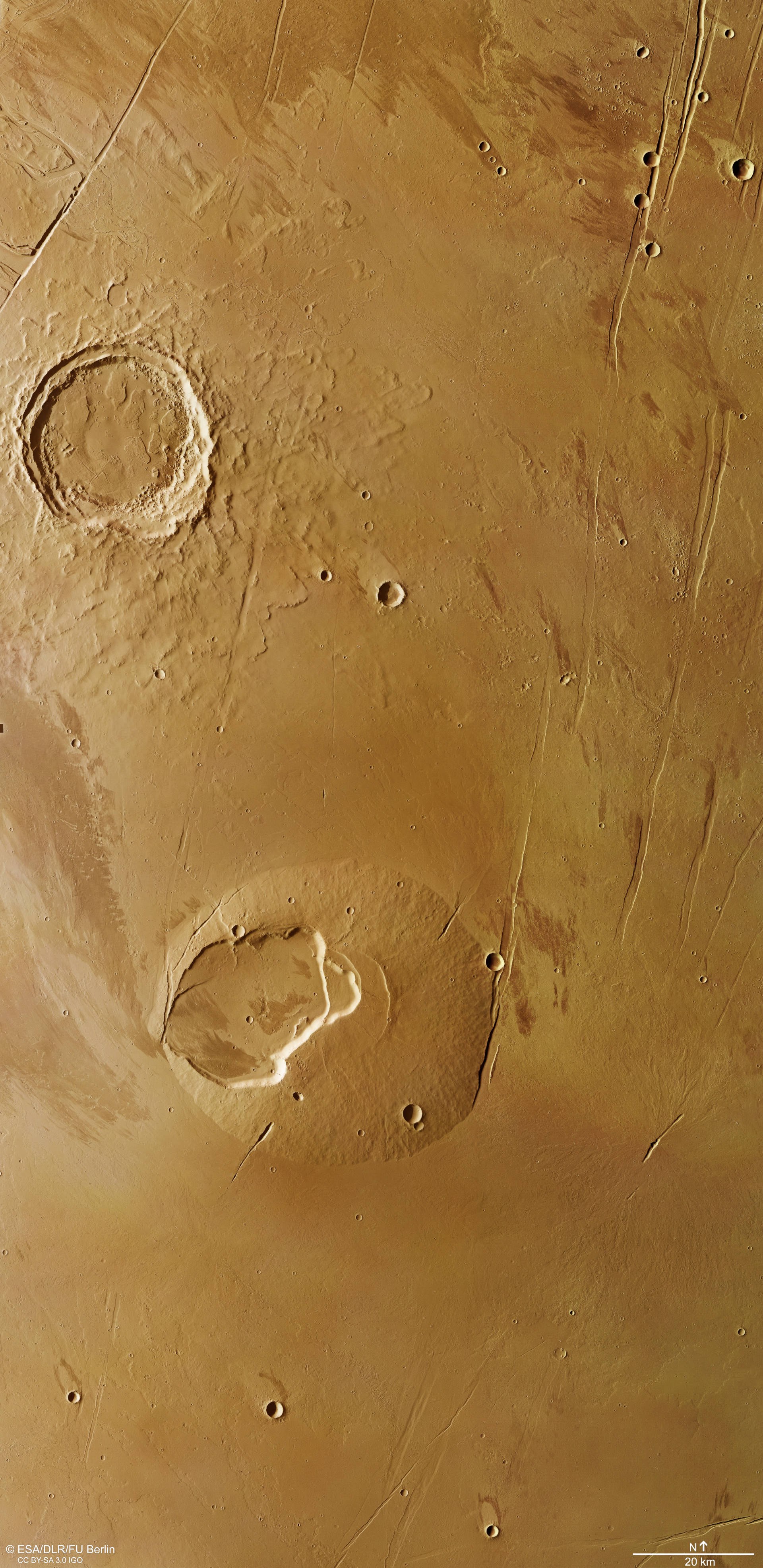 Perpendicular-view colour image of the Martian shield volcano Jovis Tholus
