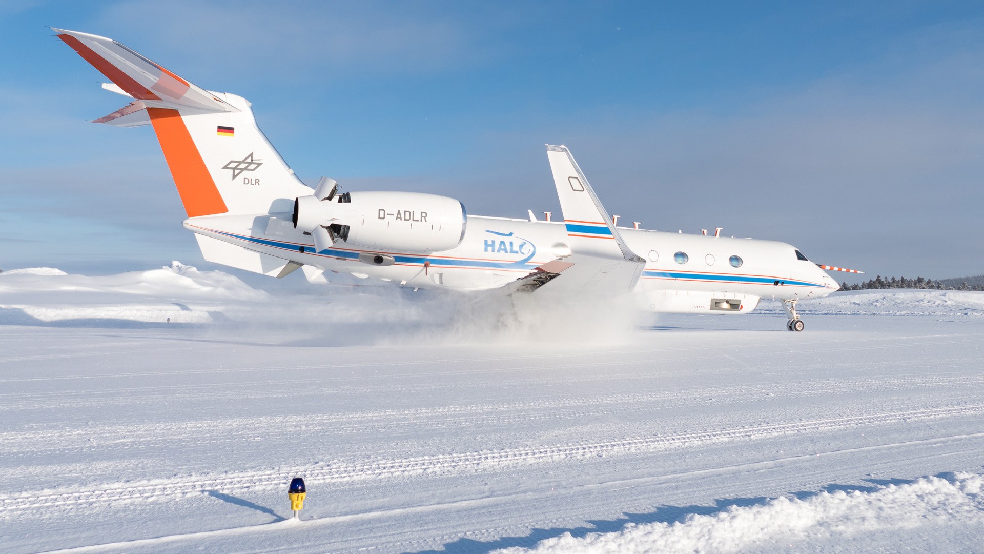 HALO landing in snowy landscape