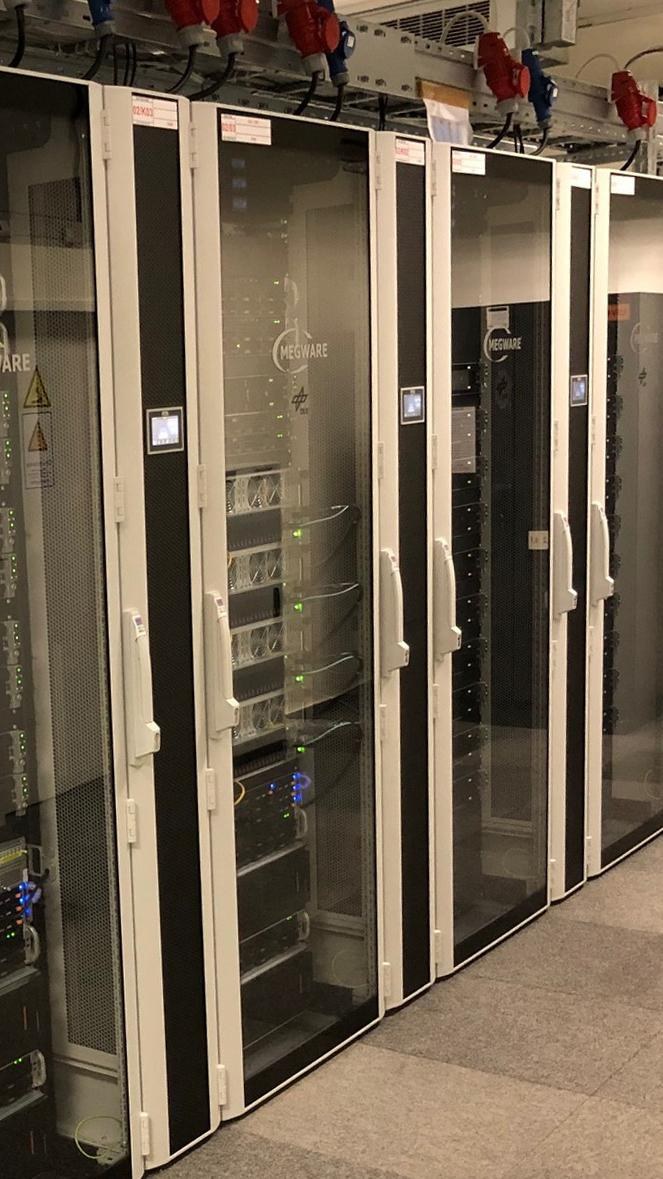 Glass-fronted HPDA server cabinets (front view)
