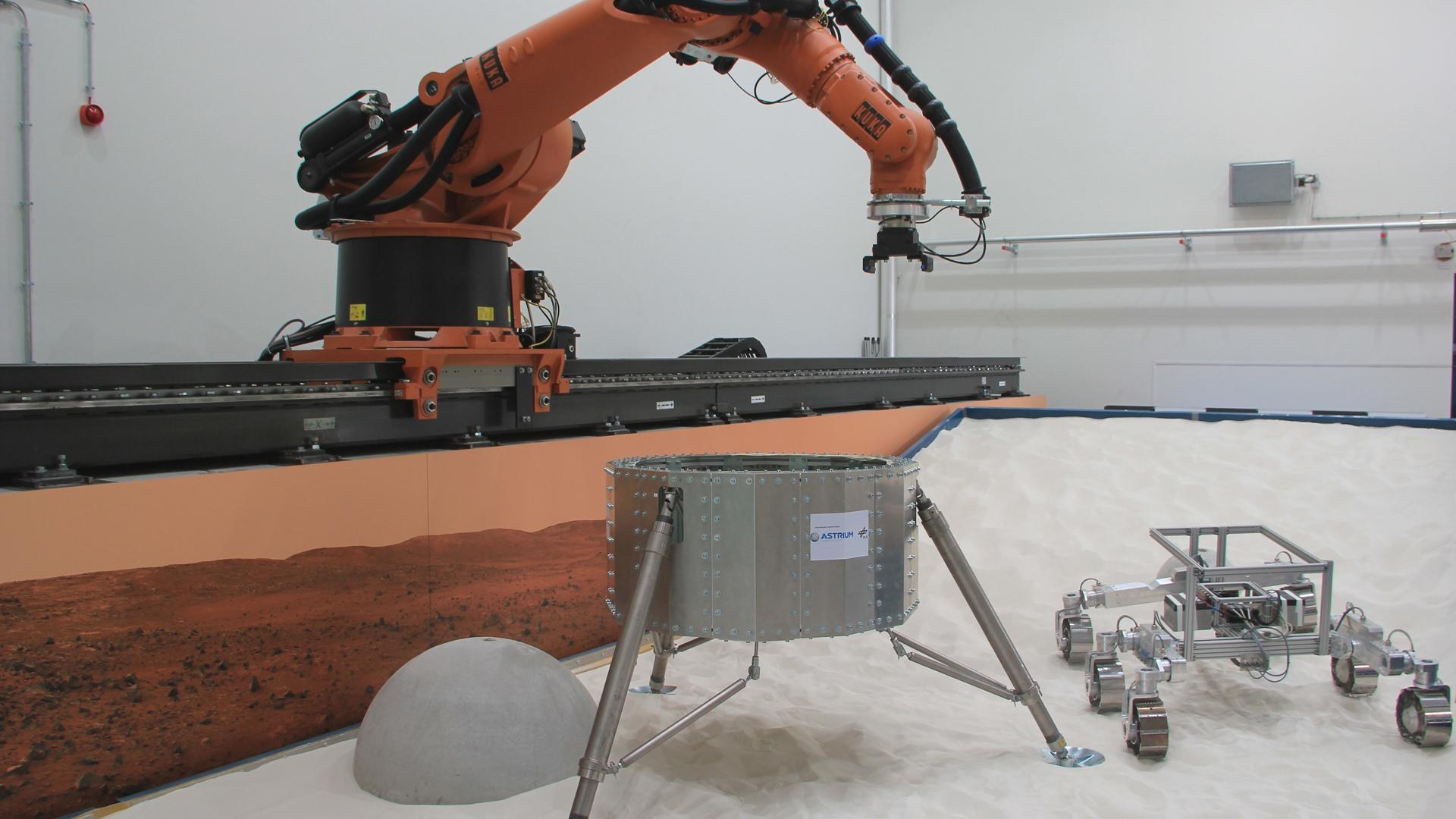 Robot, LEM, and rover in the LAMA testbed