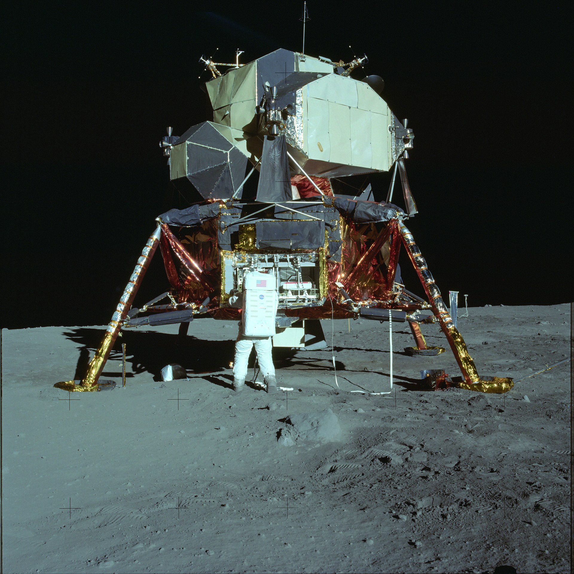 Apollo 11: The Eagle lunar module on the moon
