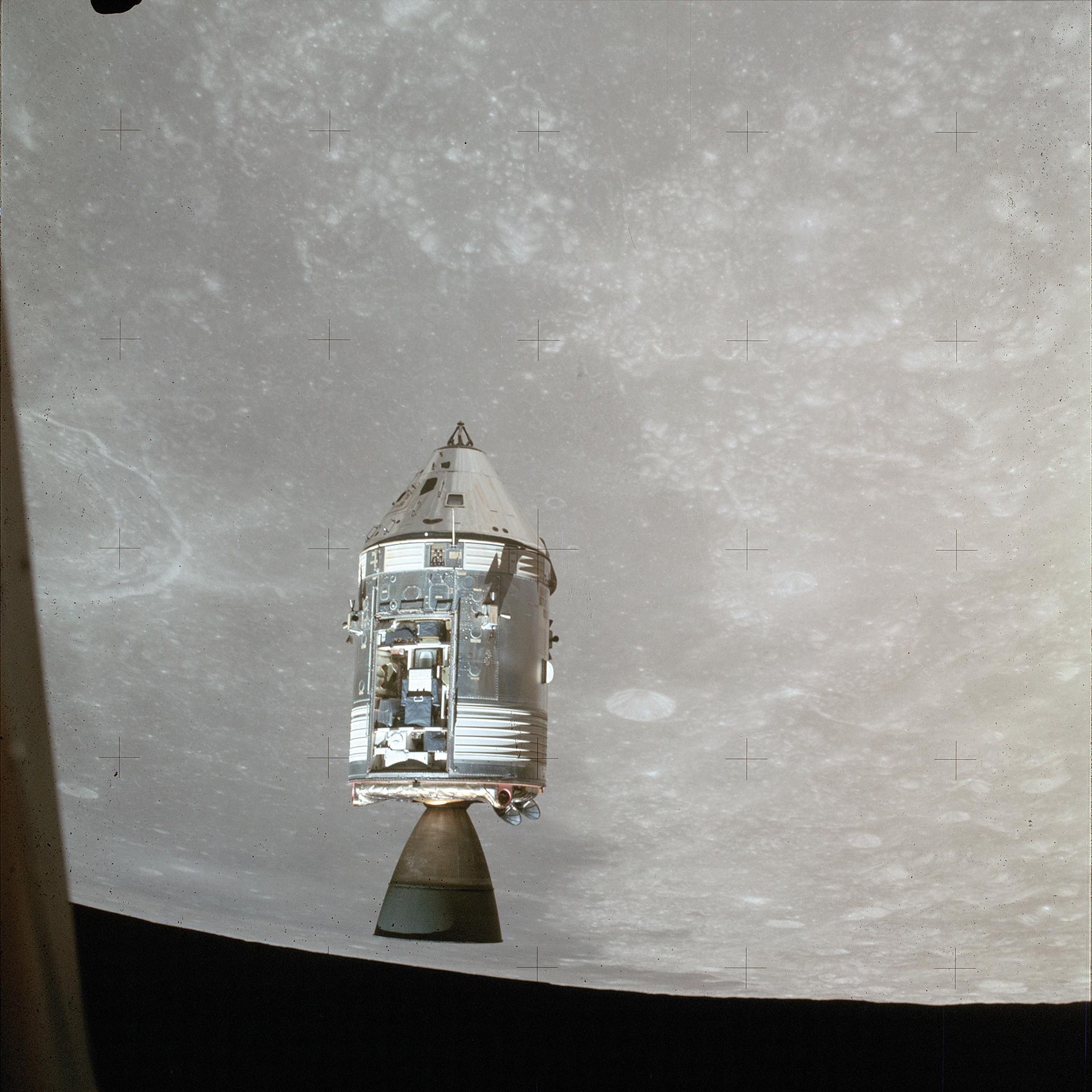 The Apollo 15 Command and Service Module in lunar orbit