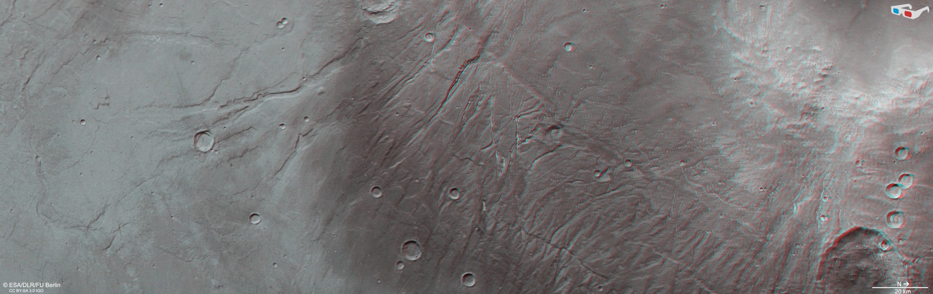 Anaglyph image of Nectaris Fossae