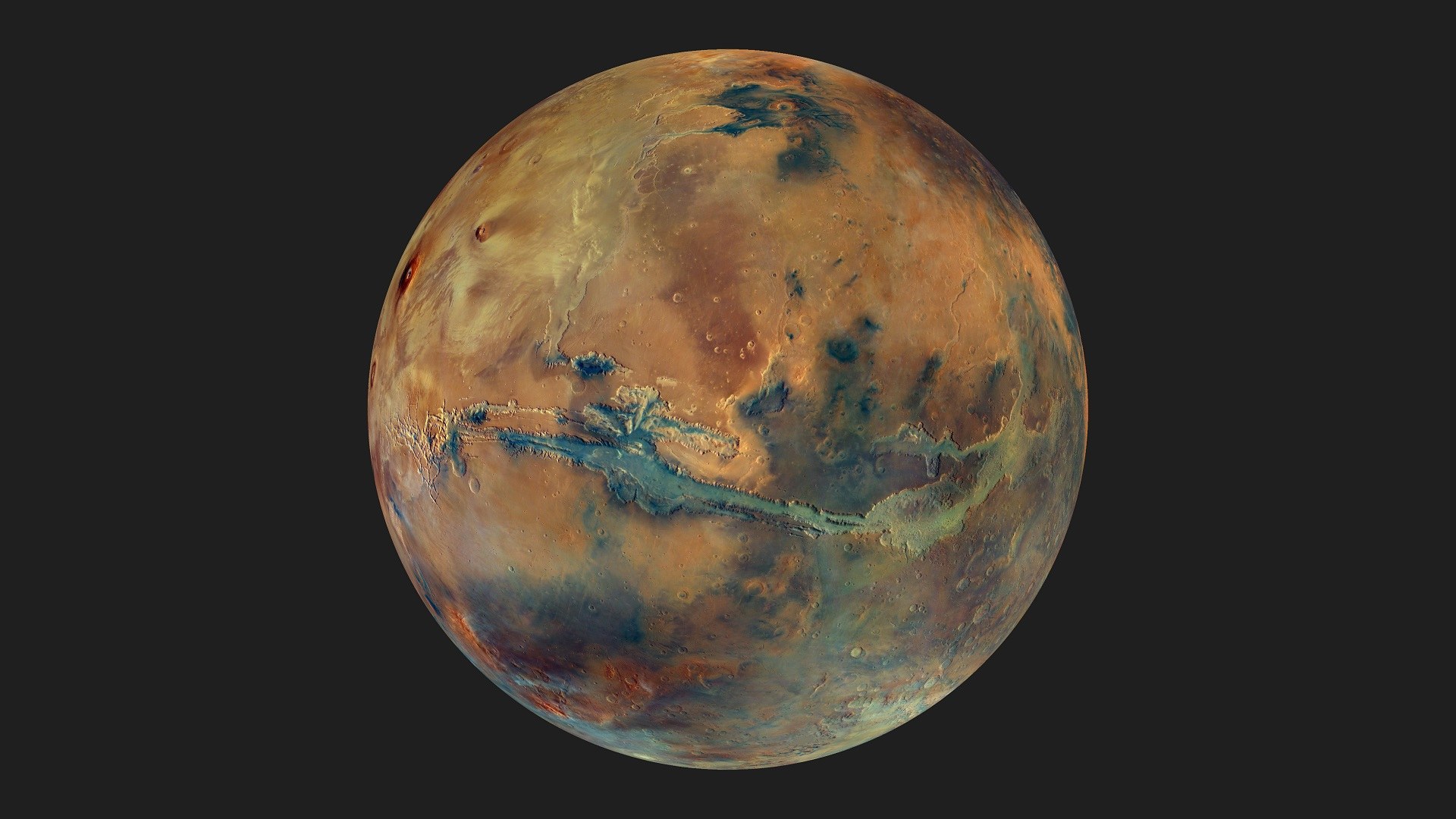 Simulated view of the HRSC colour mosaic