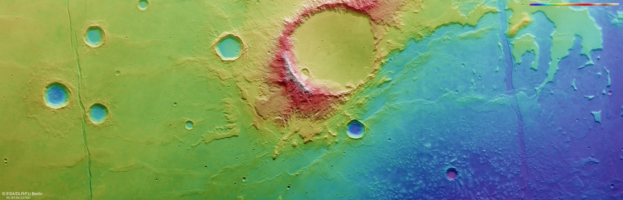 Topographic image map of the Caralis Chaos region