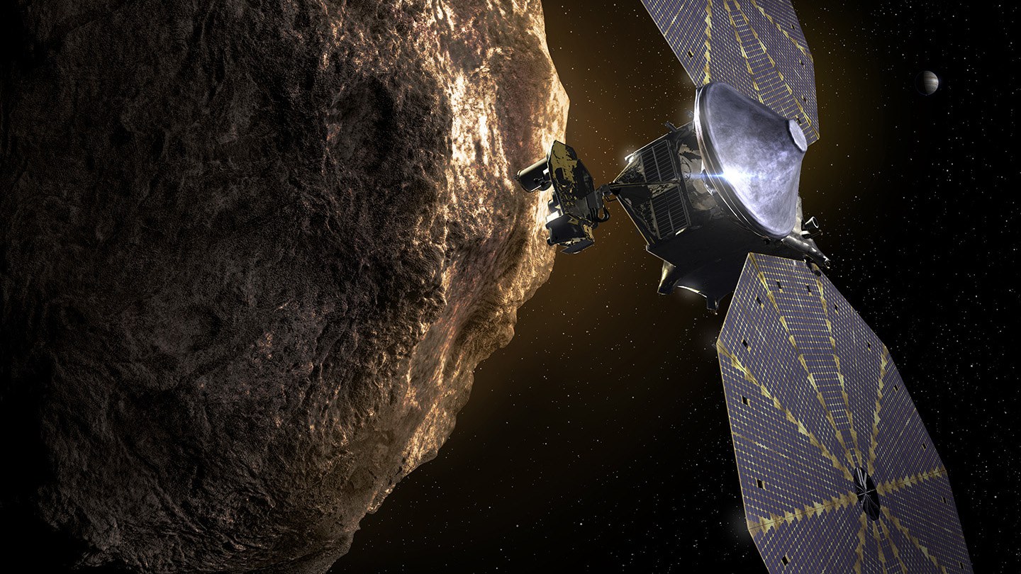 NASA's Lucy spacecraft at the Trojan asteroids