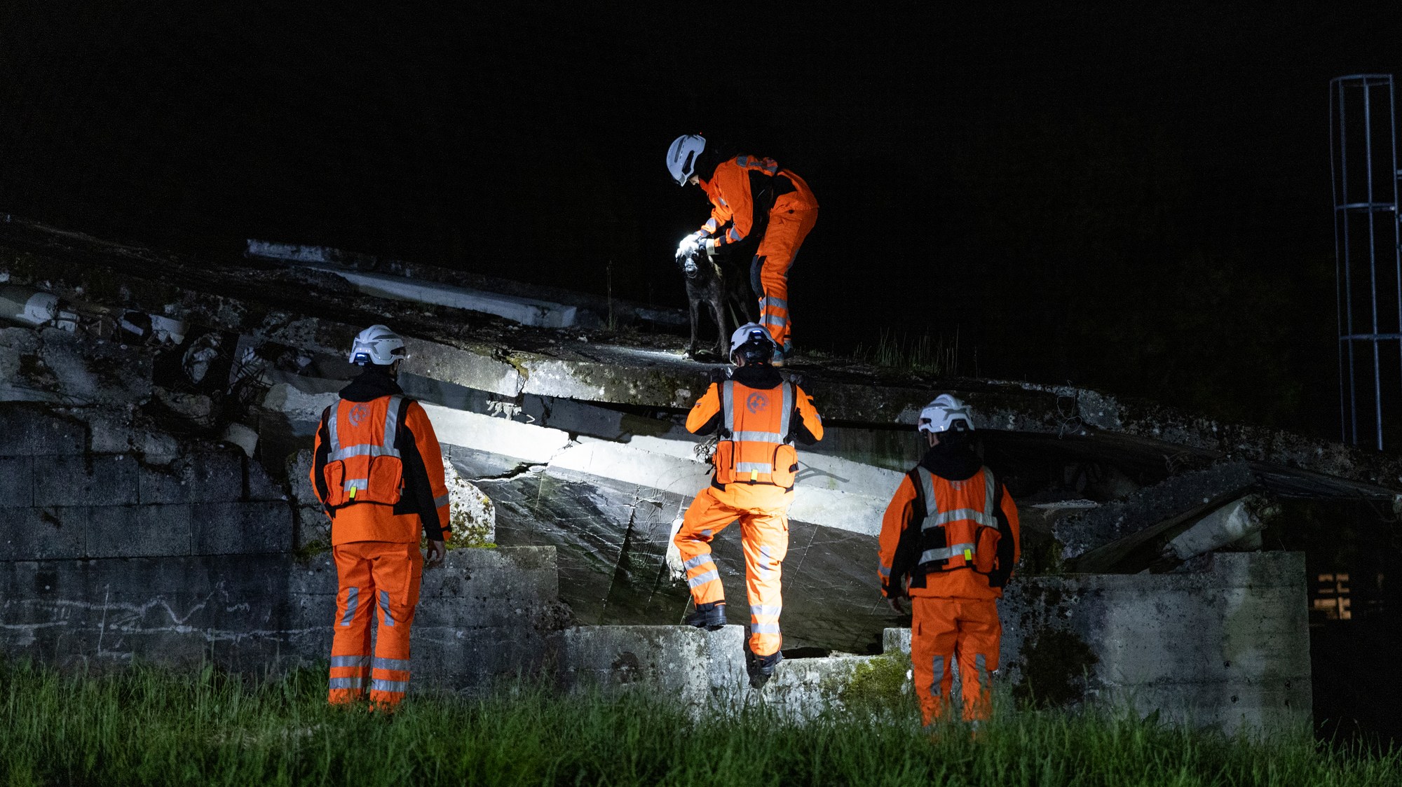 The Swiss Rescue team during night-time search and rescue operations