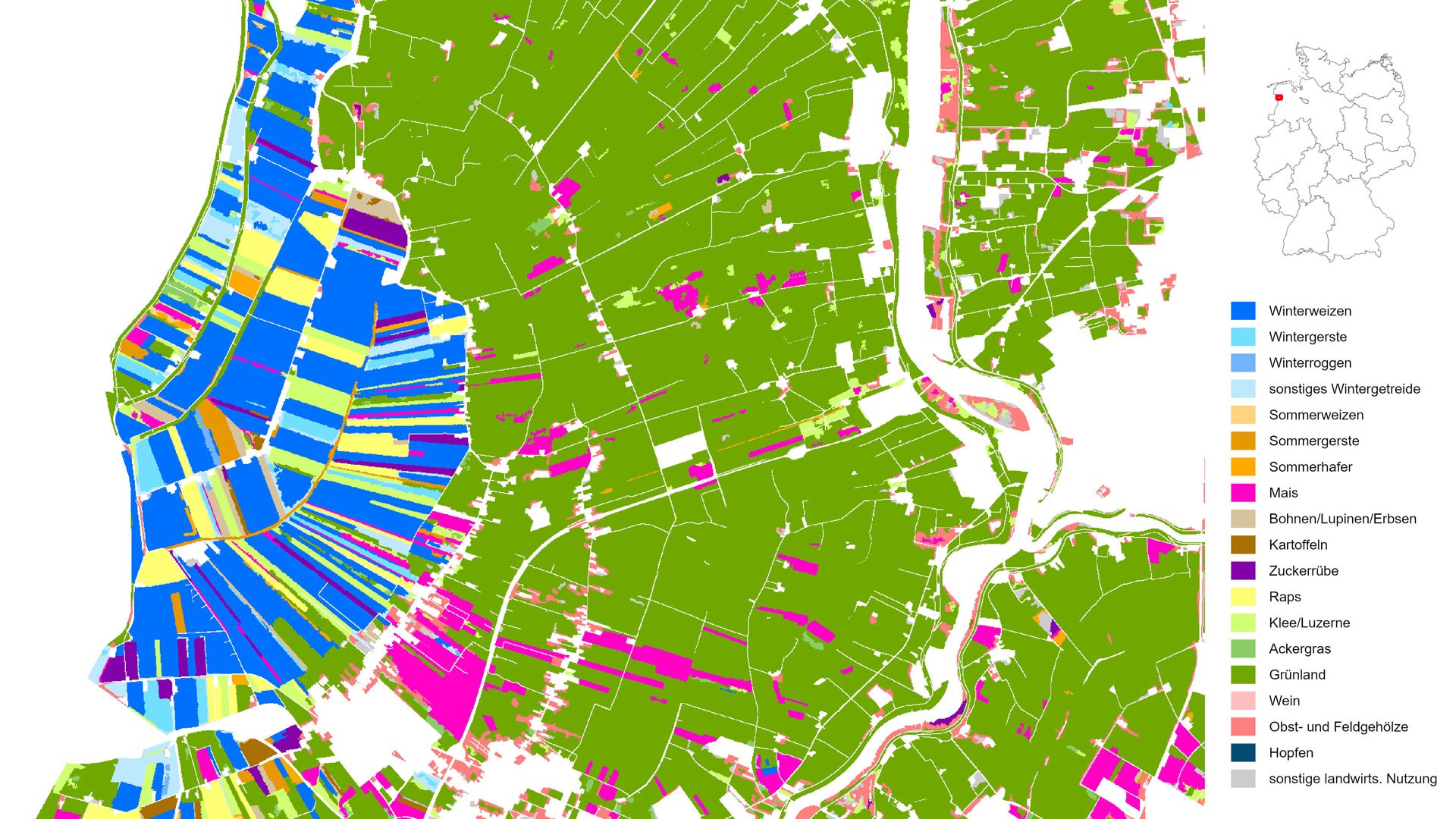 Agricultural landscape around the Ems estuary (Lower Saxony)