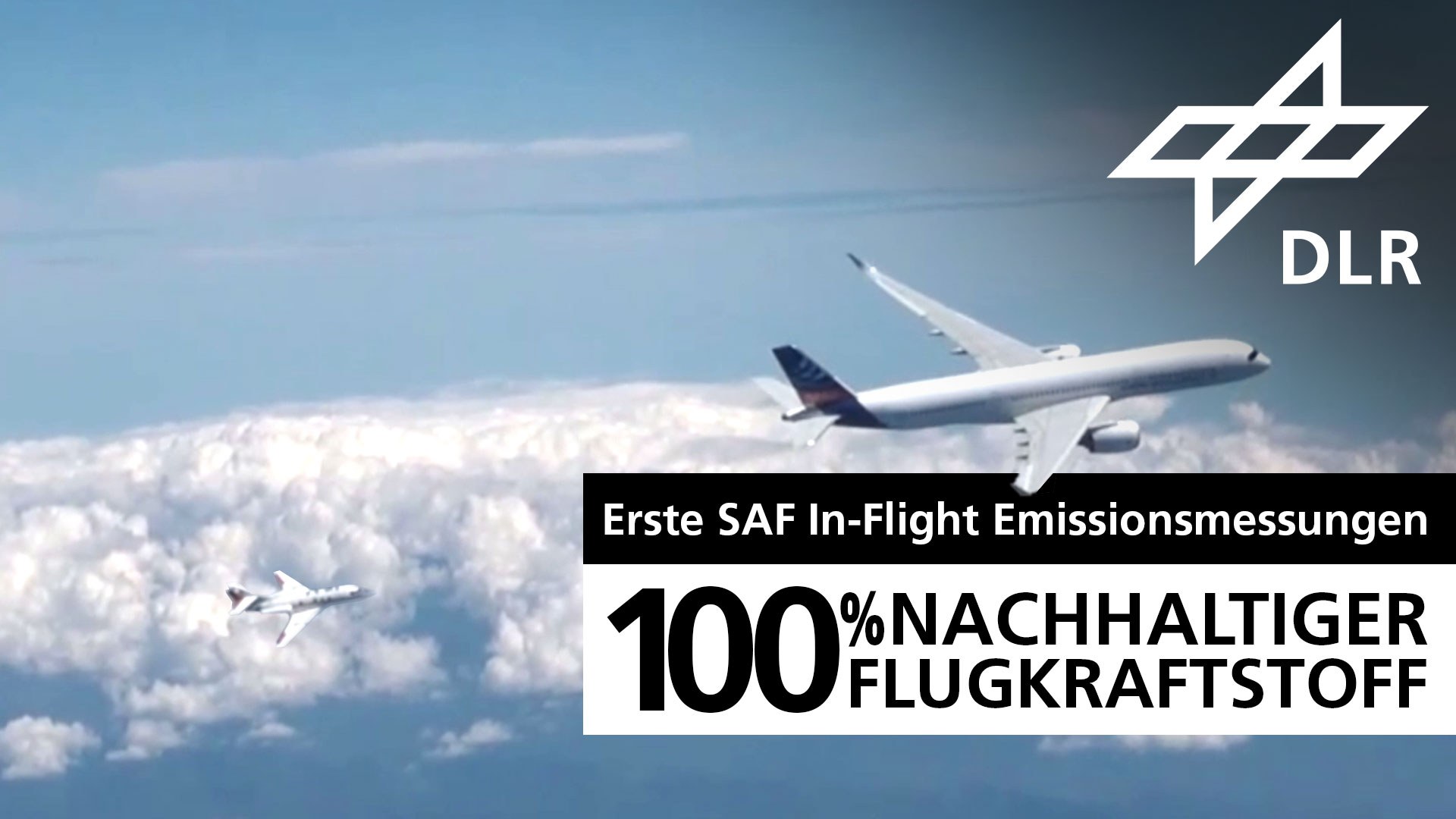 Video still – First in-flight emission measurements of 100 per cent sustainable aviation fuel