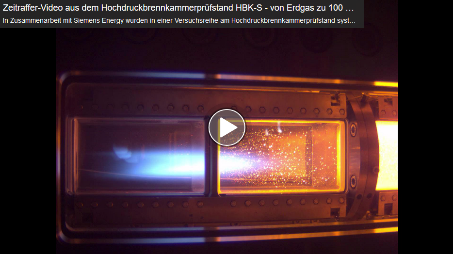 Time-lapse video from the HBK-S high-pressure combustion chamber test bench - from natural gas to 100 % hydrogen