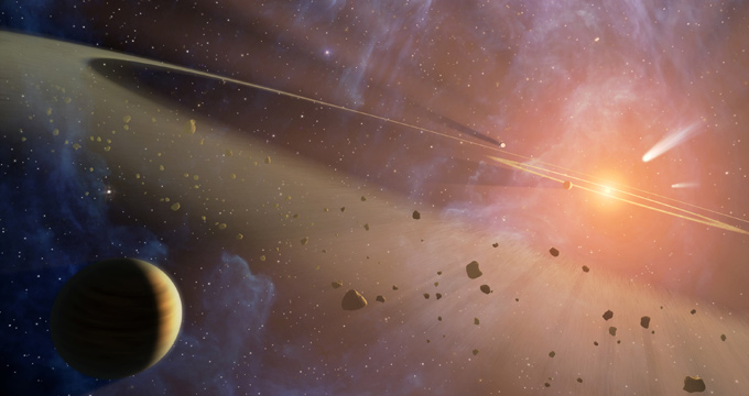 Der Asteroidengürtel (künstlerische Darstellung). 
Bild: NASA, JPL, Caltech